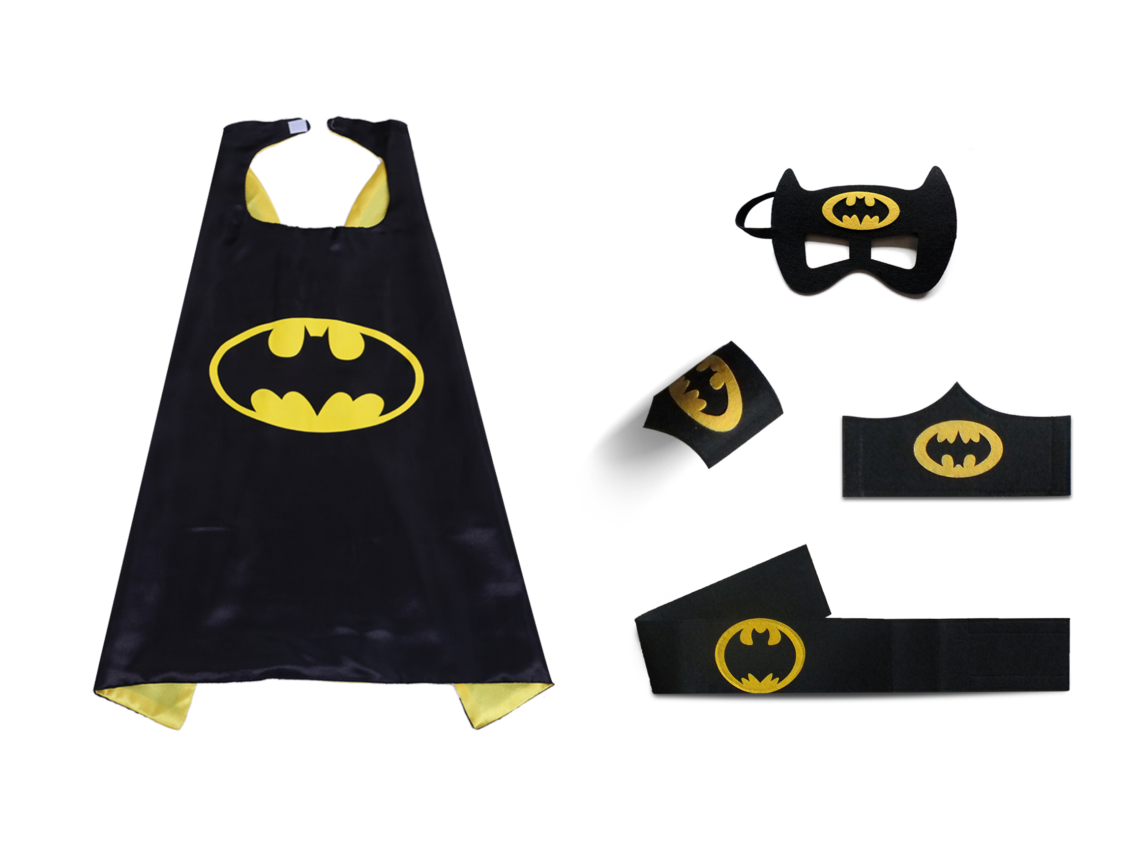 Kids Superheros Batman Cape And Felt Mask Sets With Wristbands Waistband