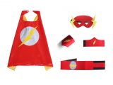 flash cape and mask for kids red with 2 wristbands and 1 waistband