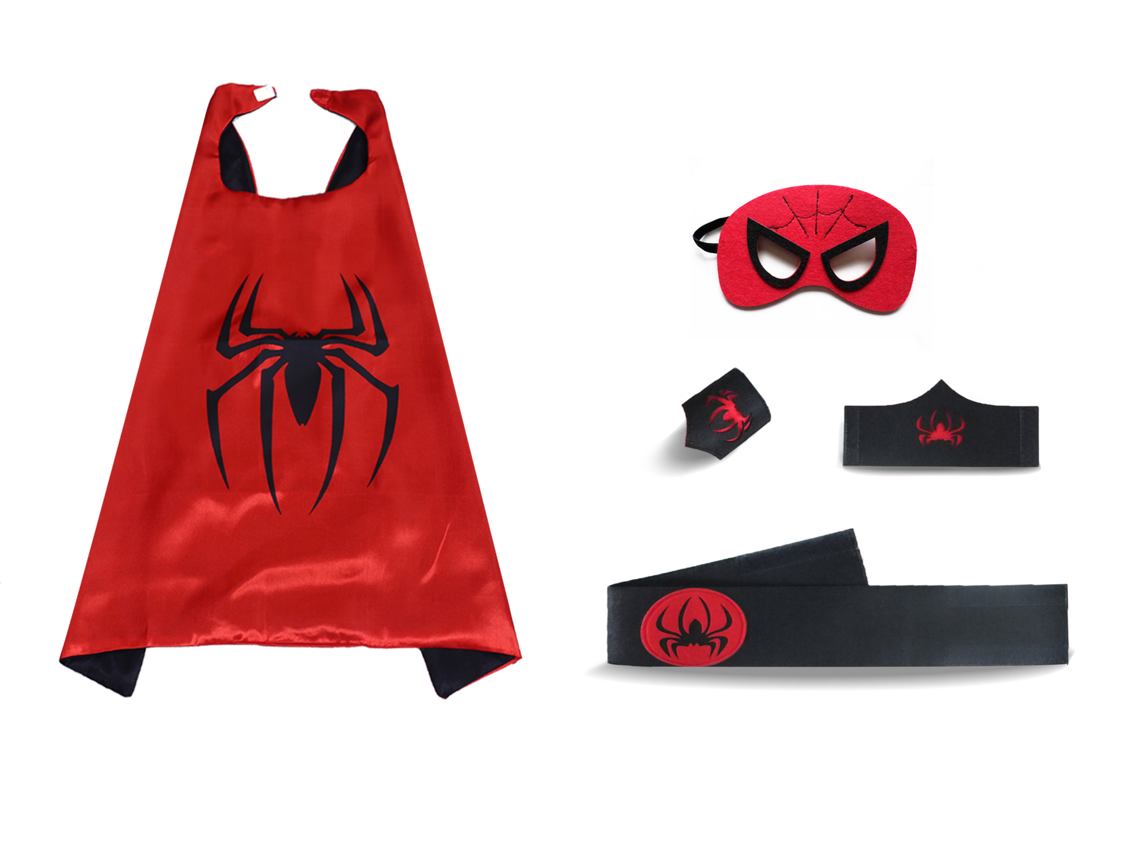 Red Spiderman Superheros Cape And Mask Sets For Kids