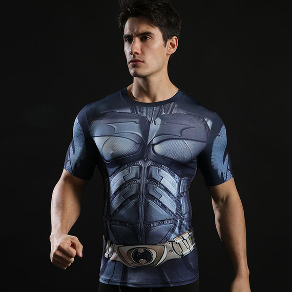 batman workout shirt short sleeve compression shirt