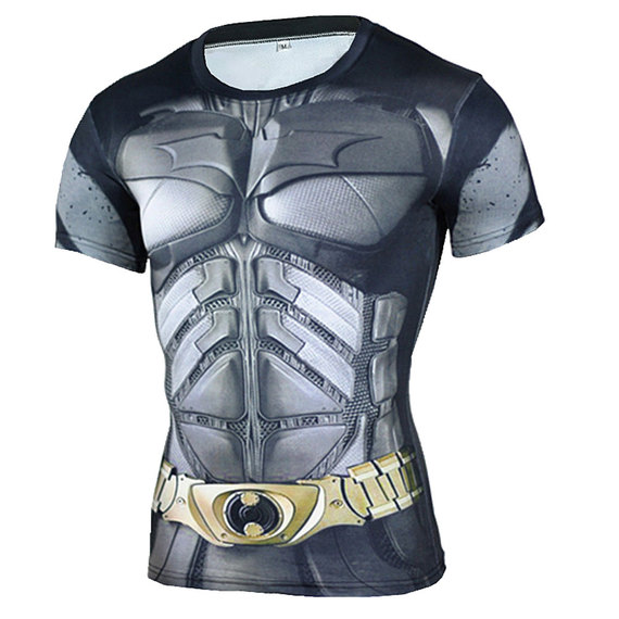 Dri-fit batman Short sleeve compression shirt halloween costume
