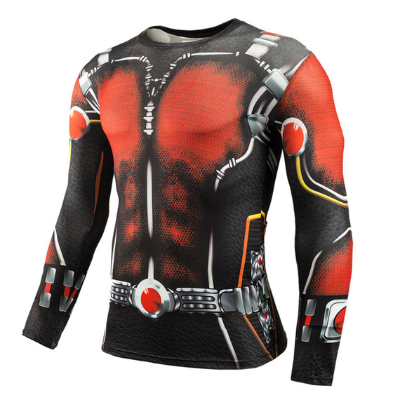 dri-fit Long Sleeve Ant Man Compression Shirt Crewneck Red
