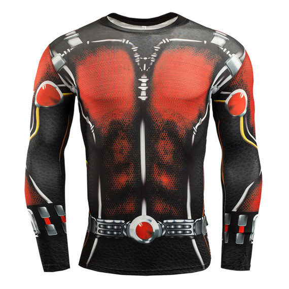 Long Sleeve ant man compression t shirt red crewneck