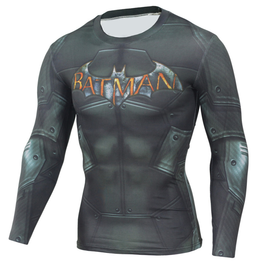 Long Sleeve Superhero Batman Compression Shirt Halloween Costume
