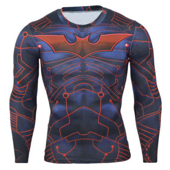 dri fit batman long sleeve compression shirt Red