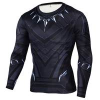 Long Sleeve Black Panther Compression Shirt Workouts Running Tee 01