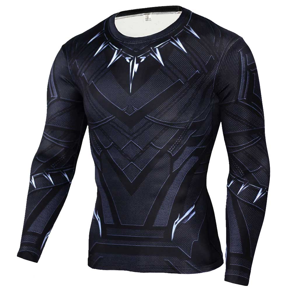 Black Panther Compression Shirt Workouts Running Tee