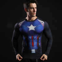 captain america long sleeve compression shirt dri fit super hero t shirt