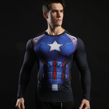 Reyllen® Mens Superhero Avengers Compression Top T-shirt Gym Captain America