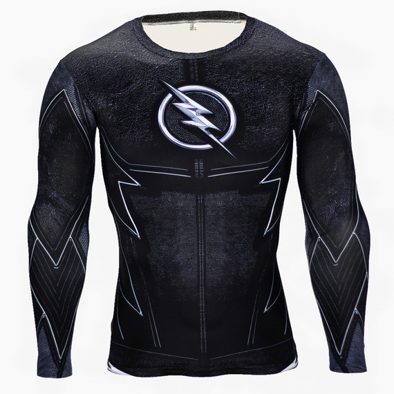 the flash athletic shirt Long Sleeve compression shirt for workouts crewneck black
