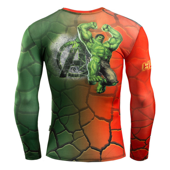 dri fit hulk workout shirt long sleeve compression shirt green red