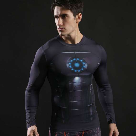 dri fit iron man symbol shirt long sleeve compression shirt