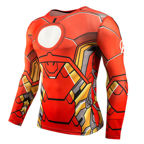 dri-fit red iron man workouts shirt long sleeve compression shirt