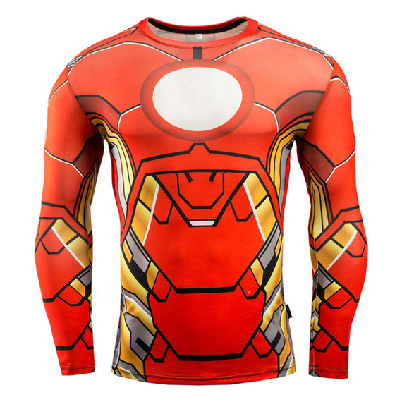 long sleeve iron man compression shirt red workouts t shirt crewneck