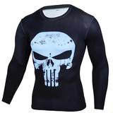 Long Sleeve Punisher Skull Compression shirt Blue