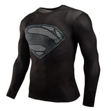 Long Sleeve Black Superman Compression Shirt