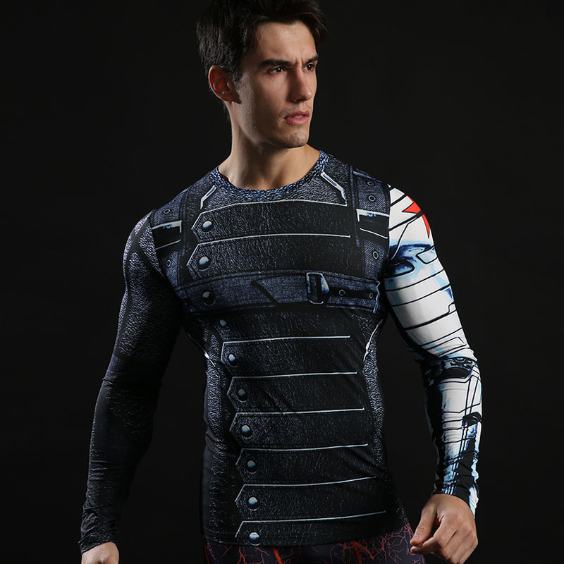 Winter Soldier Compression Shirt Long Sleeve Supher Hero T Shirt