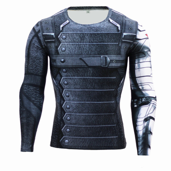 dri-fit winter soldier cosplay shirt long sleeve compression workouts shirt
