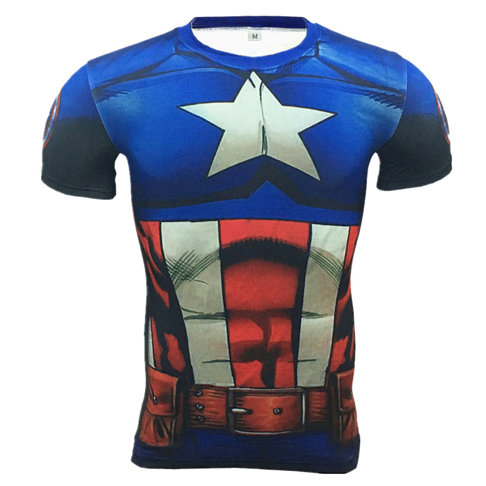 Superheros Captain America Compression T Shirt