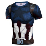 avengers infinity war short Sleeve Dri-fit captain america compression Gym Shirt