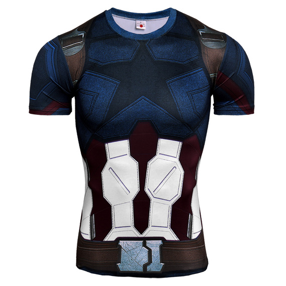 Short Sleeve Dri-fit Captain America Compression Shirt Infinity War