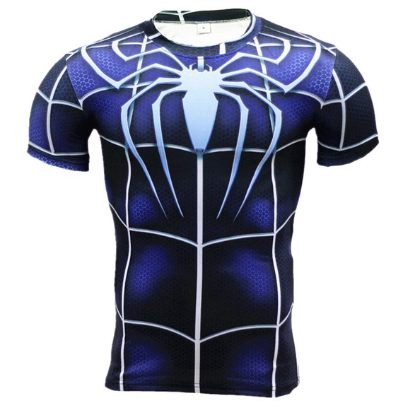 Dri Fit Short Sleeve Spider Man Compression shirt Blue