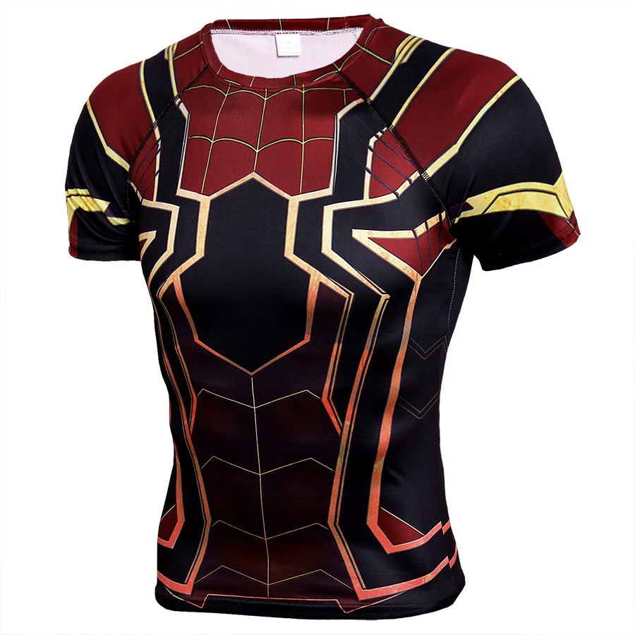 Superhero Spiderman Compression Shirt Short Sleeve Workout Shirt