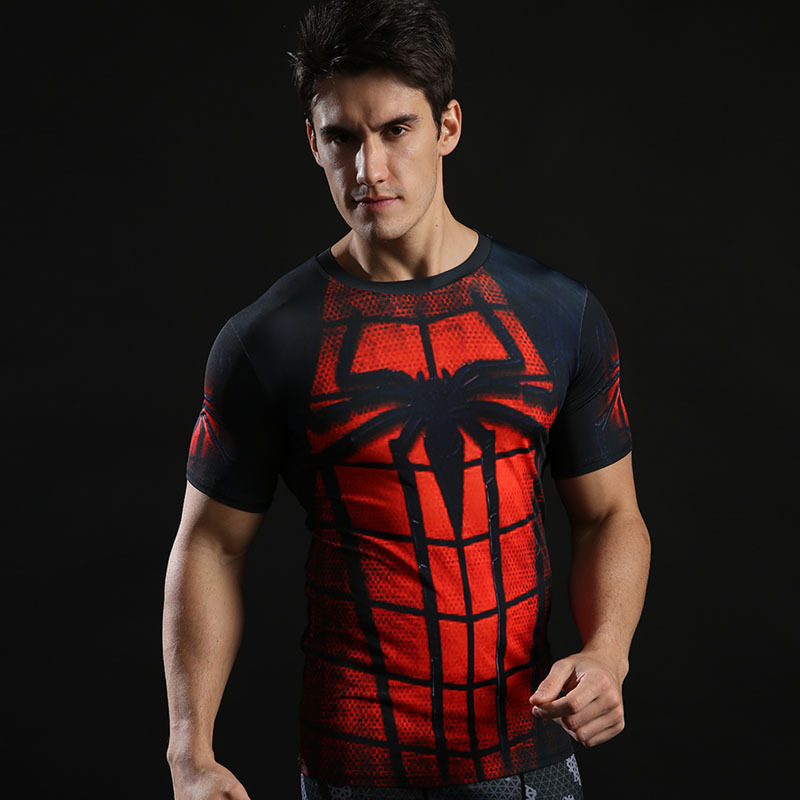 Dri-fit Superhero Spiderman Compression Shirt Short Sleeve