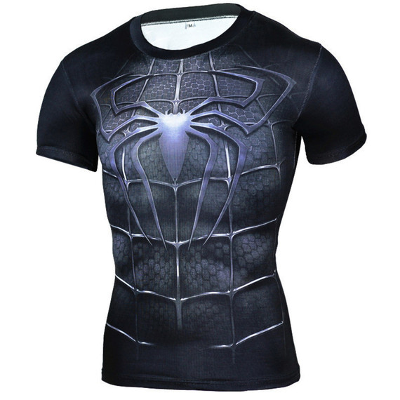 dri fit spiderman halloween outfit crewneck short sleeve compression shirt black