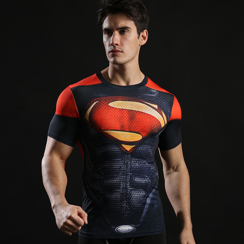 Cool Superman Short Sleeve Compression Shirt Halloween Costume