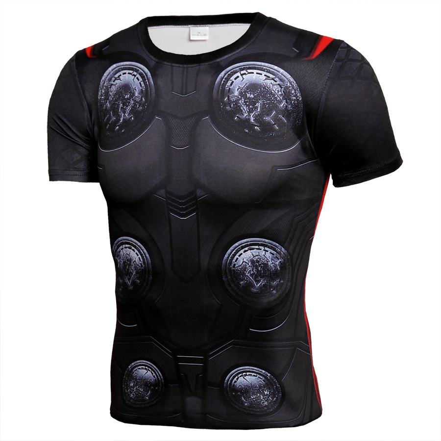 Thor Compression Shirt Short Sleeve Dri-Fit Superhero Running Tee