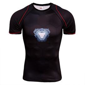 Dri-fit Superhero Iron Man Compression Shirt Short Sleeve 03