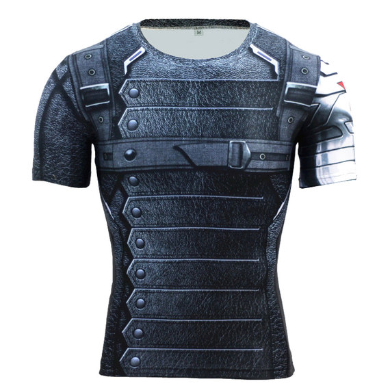 Dri-fit Winter Soldier Compression Shirt Short Sleeve Superhero Costume
