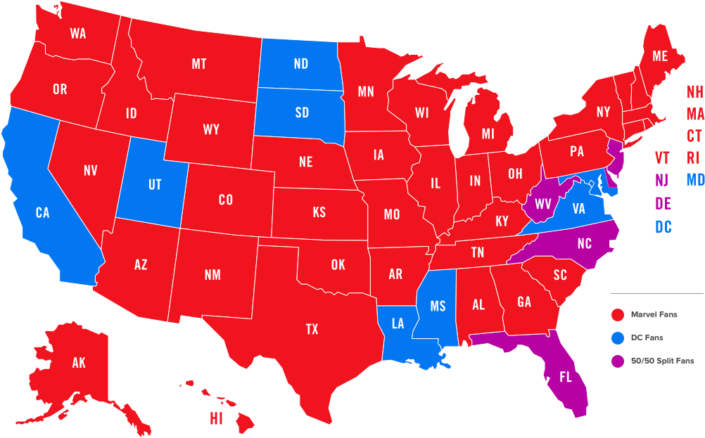 the Most Popular Marvel or DC Superhero in Your State