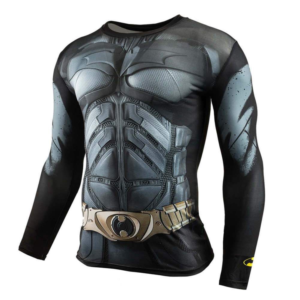 Mens Slim Fit Batman Compression shirt Long Sleeve