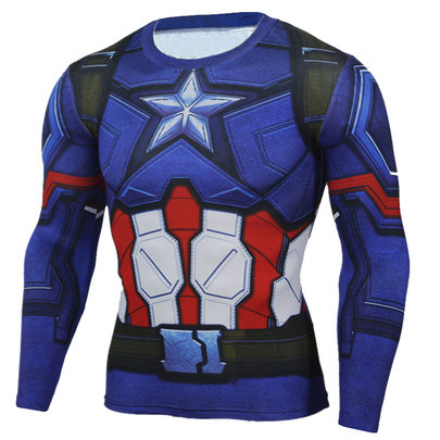 superhero long sleeve captain america compression shirts for men