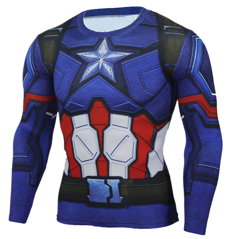 Captain America Long Sleeve Dri Fit Compression Shirt