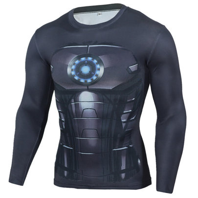 mens dri fit long sleeve iron man compression running shirts