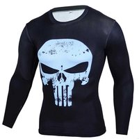 punisher compression shirt long sleeve dri fit running tee blue