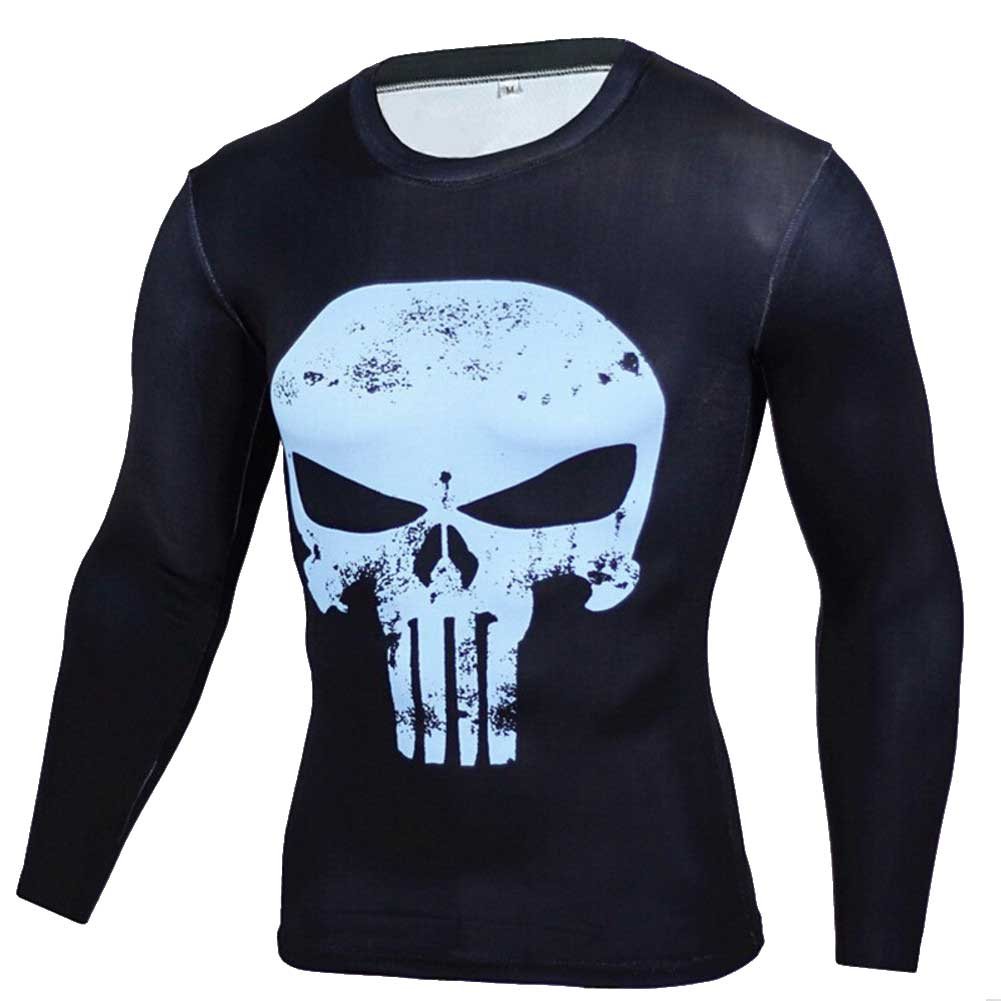 Punisher Long Sleeve Compression Shirt Blue