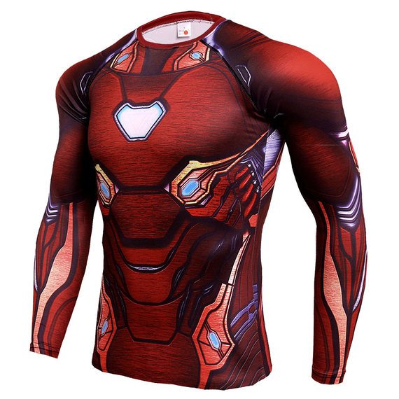red iron man infinity war compression shirt long sleeve workouts tee