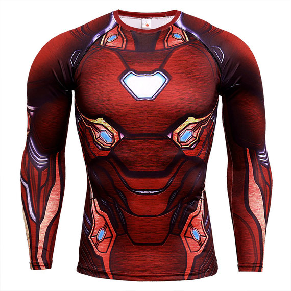 red iron man infinity war long sleeve dri fit compression runing shirt