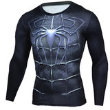 spiderman compression shirt long sleeve dri fit running shirt for men black