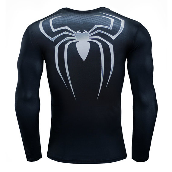 spiderman workout shirt long sleeve quick dir gym shirt for man black