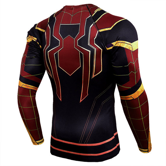 spider man workout shirt long sleeve compression running shirt