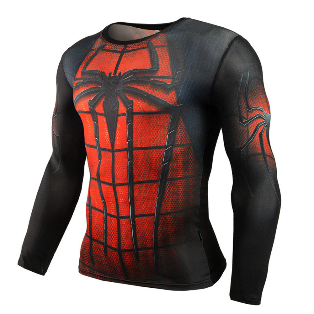 Long Sleeve Spiderman Compression Shirt Red