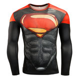 superman compression shirts long sleeve gym shirt red