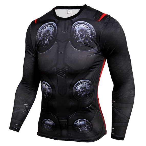 thor compression shirt long sleeve dri fit gym shirt for man