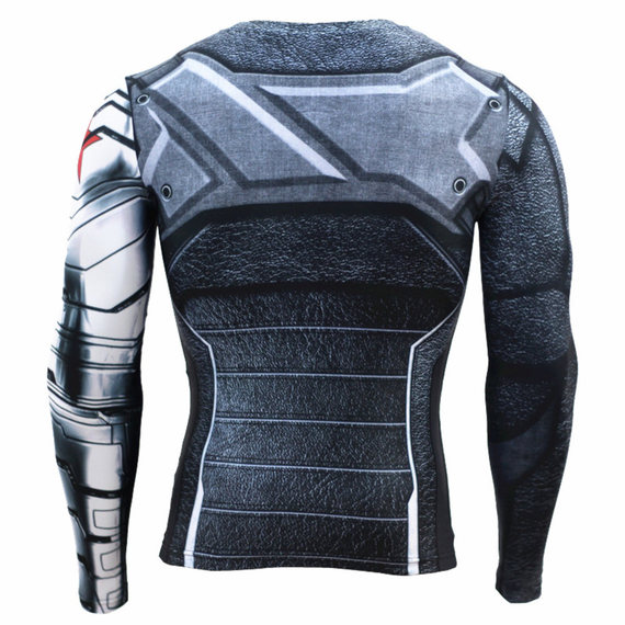 winter soldier running shirt long sleeve superhero compression shirt for mens