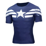 captain america shirts for men short sleeve compression shirt navy blue